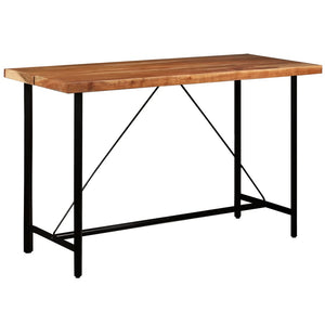 vidaXL 7-Piece Bar Set Solid Wood and Real Leather