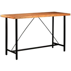 vidaXL 7-Piece Bar Set Solid Wood and Real Leather