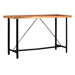 vidaXL 7-Piece Bar Set Solid Acacia Wood and Real Leather