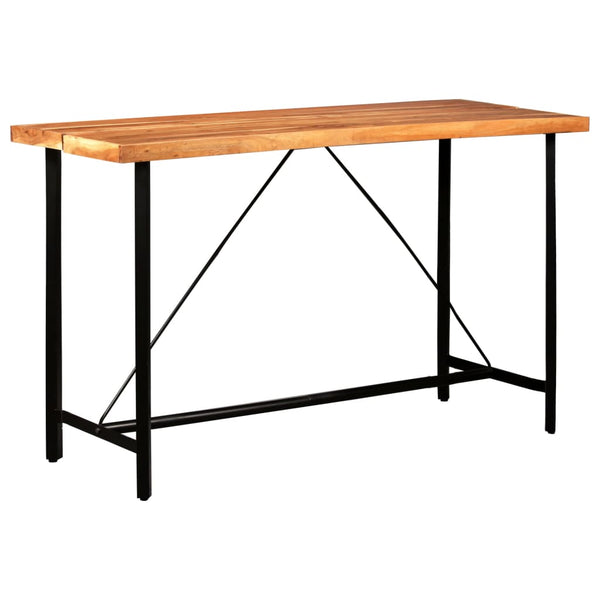 vidaXL 7-Piece Bar Set Solid Acacia Wood and Real Leather
