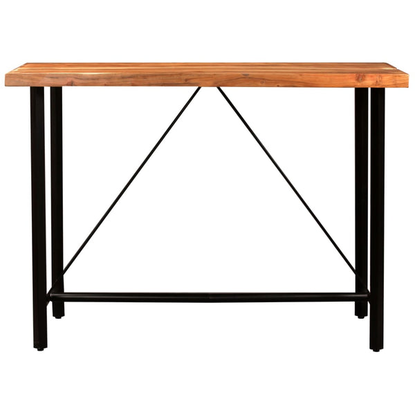 vidaXL 7-Piece Bar Set Solid Acacia Wood and Real Leather