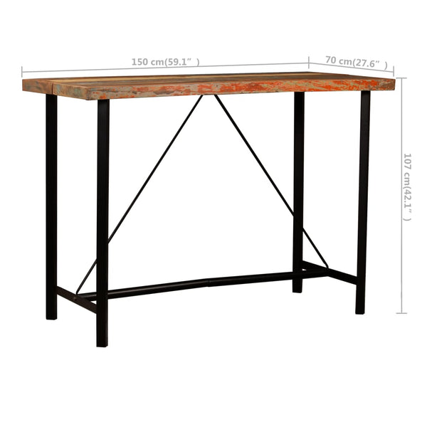 vidaXL 7-Piece Bar Set Reclaimed Solid Wood and Real Leather