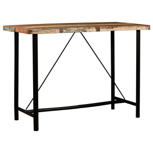 vidaXL 7-Piece Bar Set Reclaimed Solid Wood and Real Leather