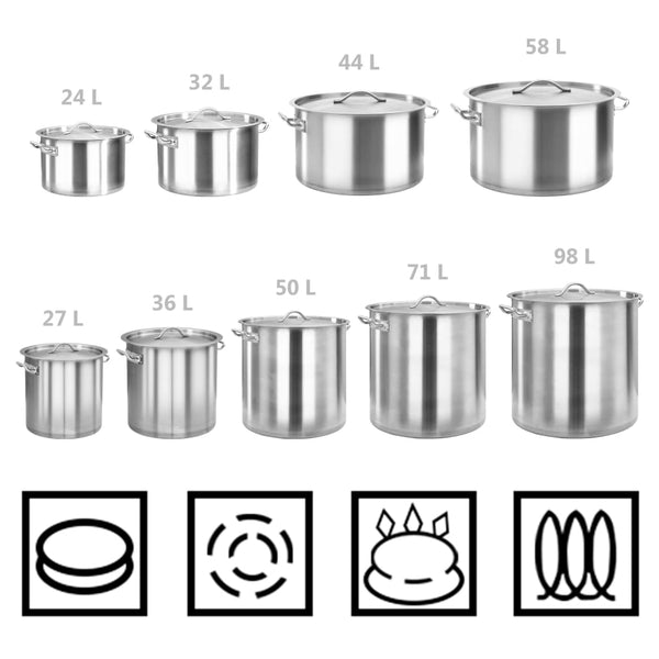 vidaXL Soup Pot 71 L 45x45 cm Stainless Steel