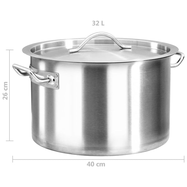 vidaXL Soup Pot 32 L 40×26 cm Stainless Steel