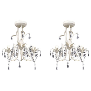 vidaXL Crystal Ceiling Lamp Chandelier 2 pcs. Elegant White
