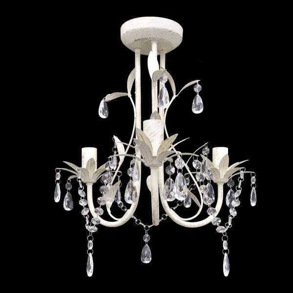 vidaXL Crystal Ceiling Lamp Chandelier 2 pcs. Elegant White