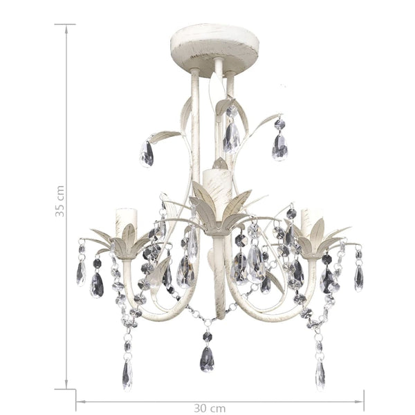 vidaXL Crystal Ceiling Lamp Chandelier 2 pcs. Elegant White