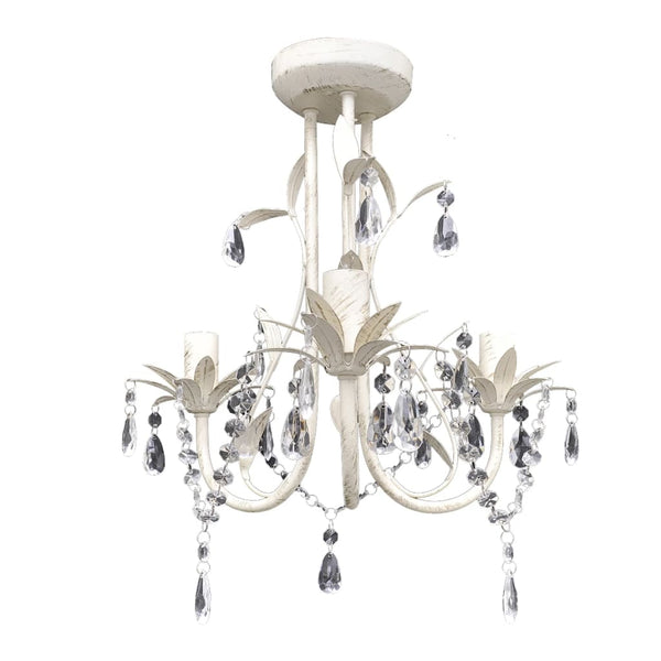 vidaXL Crystal Ceiling Lamp Chandelier 4 pcs. Elegant White