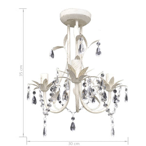 vidaXL Crystal Ceiling Lamp Chandelier 4 pcs. Elegant White