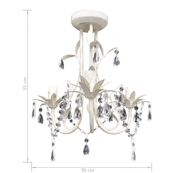 vidaXL Crystal Ceiling Lamp Chandelier 4 pcs. Elegant White