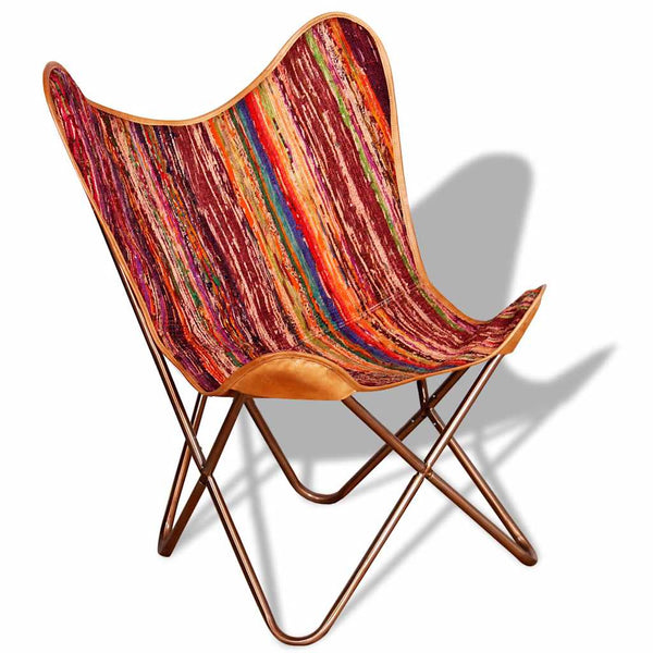 vidaXL Butterfly Chair 4 pcs. Multicolored Chindi Fabric