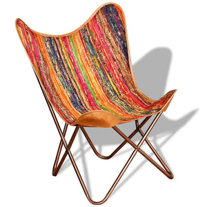 vidaXL Butterfly Chair 4 pcs. Multicolored Chindi Fabric