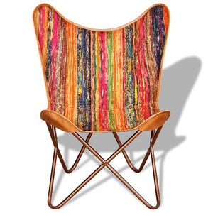 vidaXL Butterfly Chair 4 pcs. Multicolored Chindi Fabric
