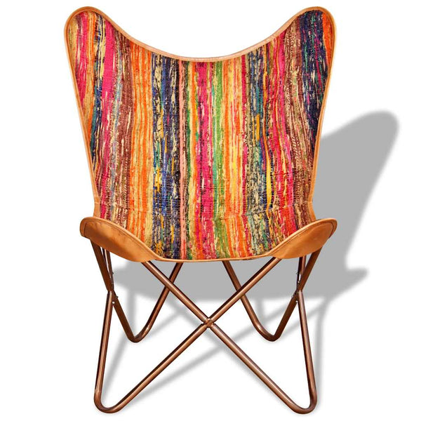 vidaXL Butterfly Chair 4 pcs. Multicolored Chindi Fabric