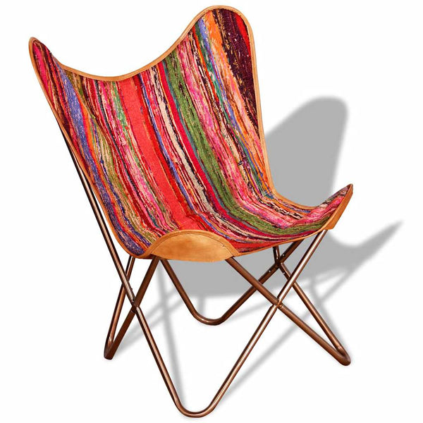 vidaXL Butterfly Chair 4 pcs. Multicolored Chindi Fabric