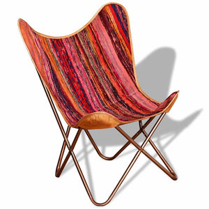 vidaXL Butterfly Chair 4 pcs. Multicolored Chindi Fabric