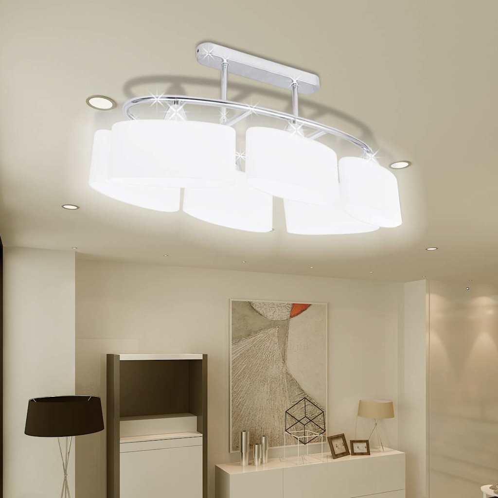vidaXL Ceiling Lamp with Elliptical Glass Shades 2 pcs. E14