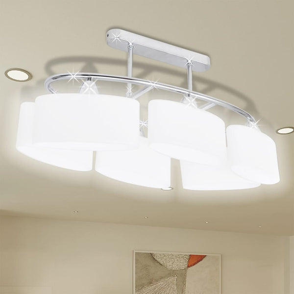 vidaXL Ceiling Lamp with Elliptical Glass Shades 4 pcs. E14