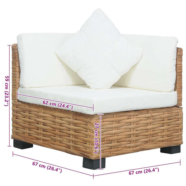 vidaXL Corner Sofa with Cushions Natural Rattan