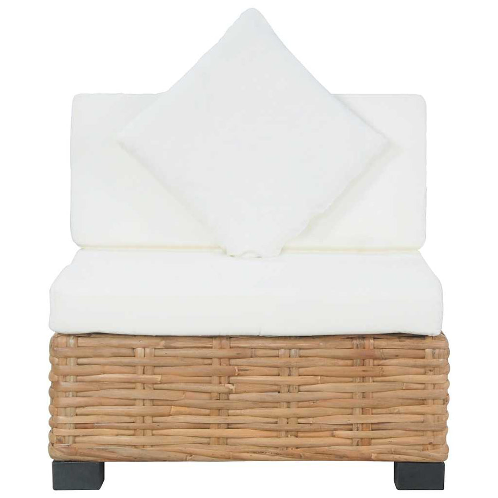 vidaXL Armless Sofa with Cushions Natural Rattan