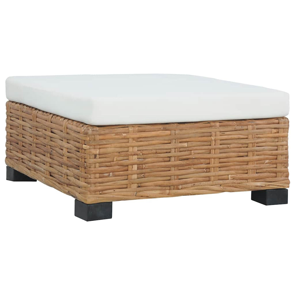vidaXL Footstool with Cushion Natural Rattan