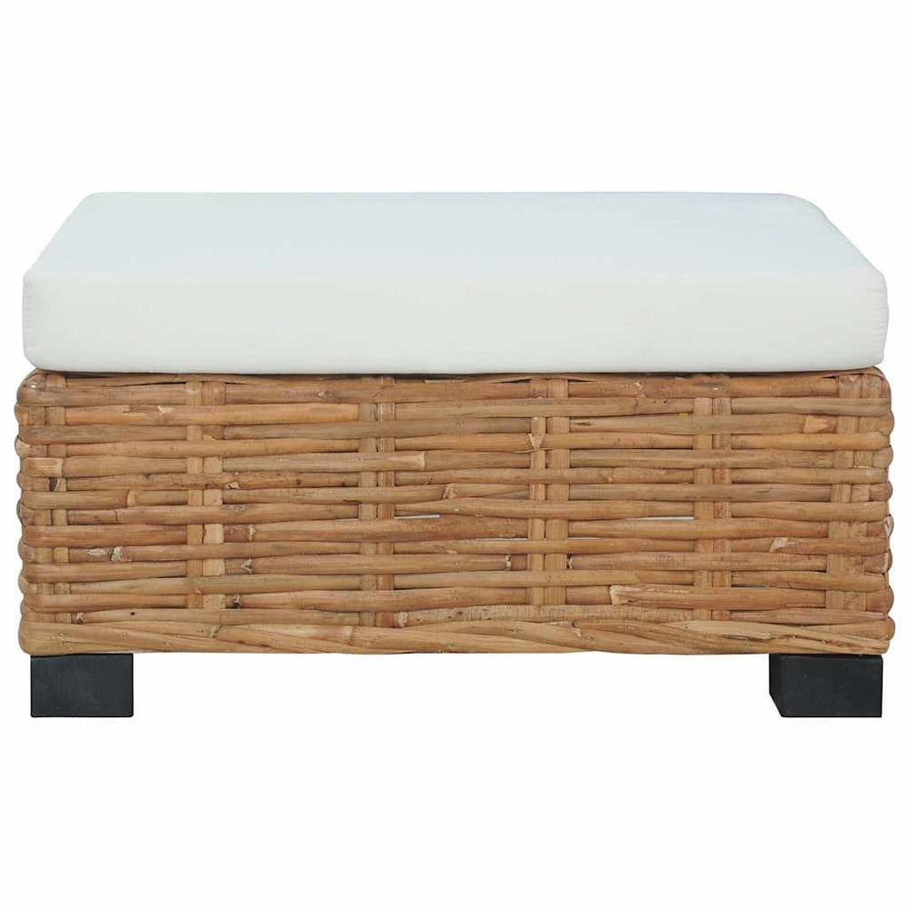 vidaXL Footstool with Cushion Natural Rattan
