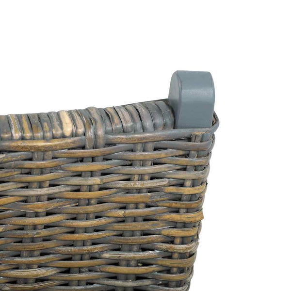 vidaXL Relax Chair Grey Natural Kubu Rattan and Solid Mahogany Wood
