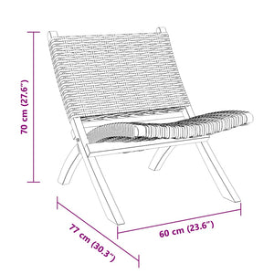 vidaXL Relax Chair Grey Natural Kubu Rattan and Solid Mahogany Wood