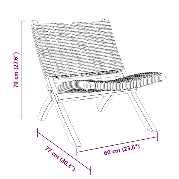 vidaXL Relax Chair Grey Natural Kubu Rattan and Solid Mahogany Wood