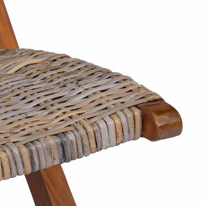 vidaXL Rattan Relax Chair Natural Kubu Rattan and Solid Mahogany Wood