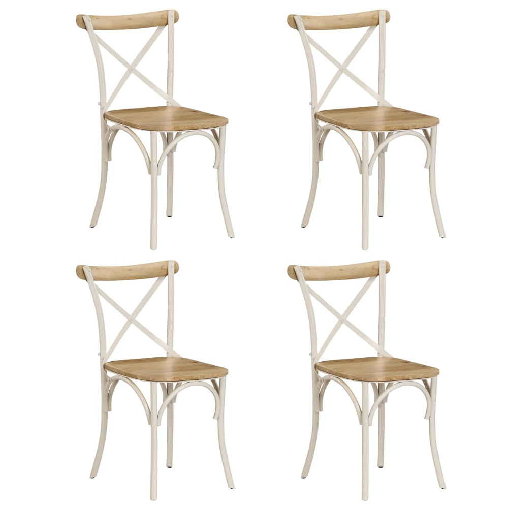 vidaXL Dining Chairs 4 pcs. White Solid Mango Wood