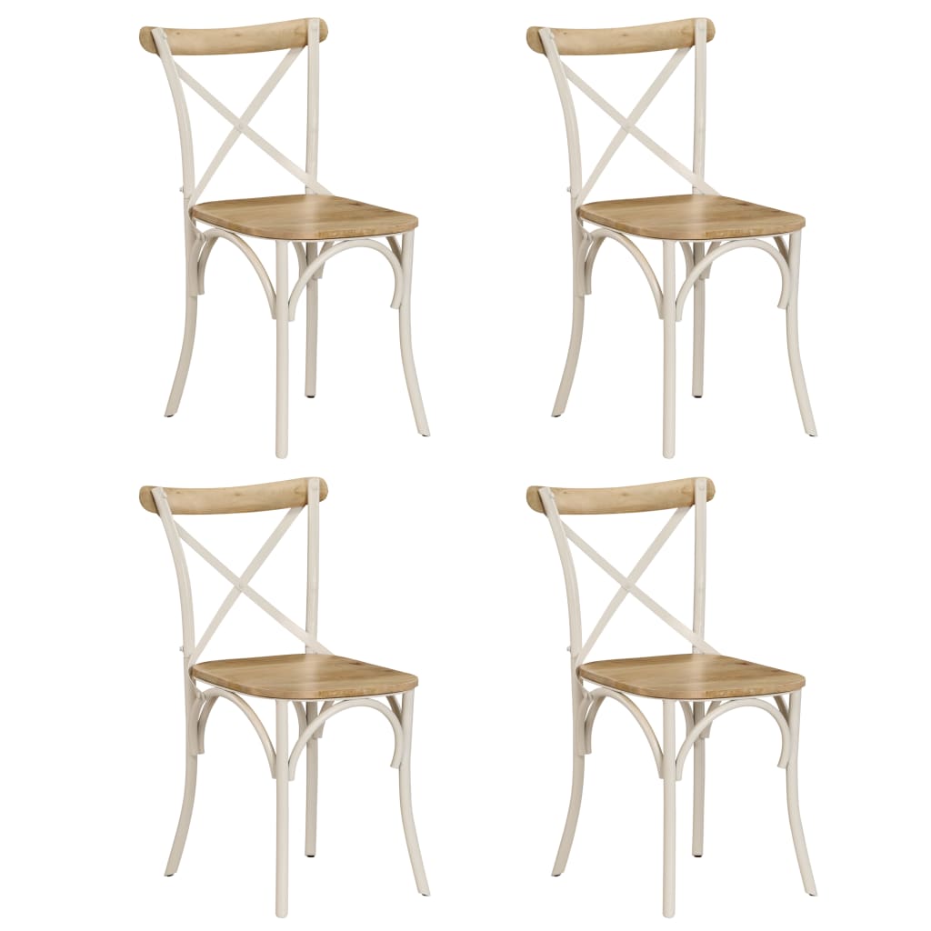 vidaXL Dining Chairs 4 pcs. White Solid Mango Wood