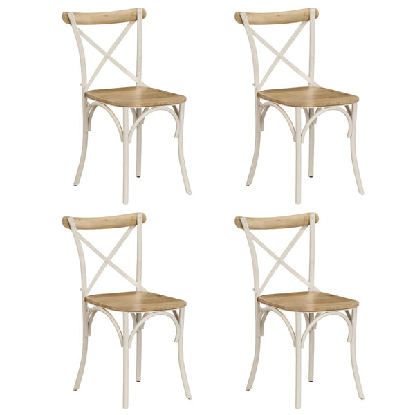 vidaXL Dining Chairs 4 pcs. White Solid Mango Wood