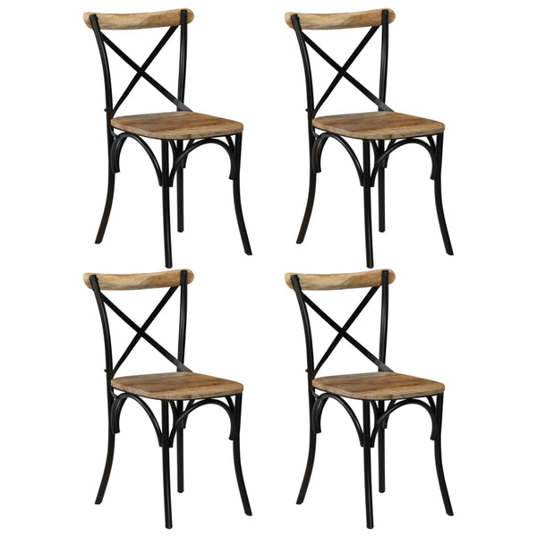 vidaXL Dining Chairs 4 pcs Black Solid Mango Wood