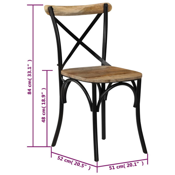 vidaXL Dining Chairs 4 pcs Black Solid Mango Wood