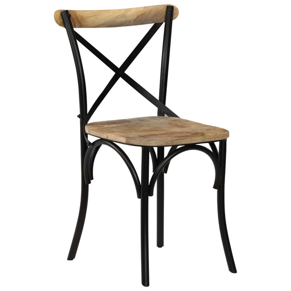 vidaXL Dining Chairs 4 pcs Black Solid Mango Wood