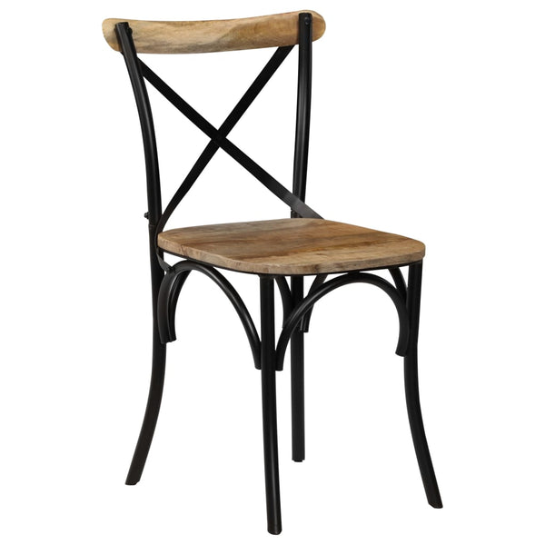 vidaXL Dining Chairs 4 pcs Black Solid Mango Wood