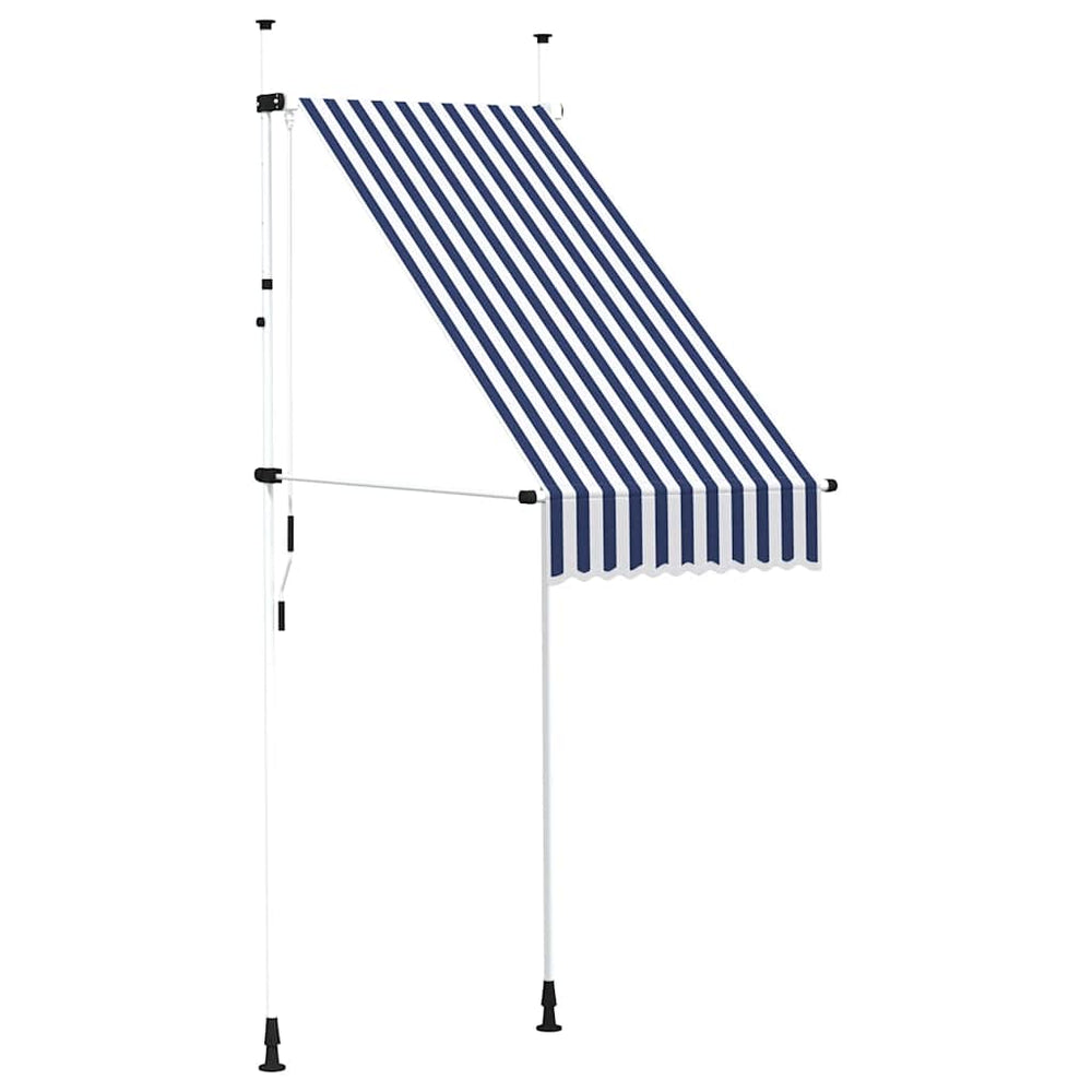vidaXL Retractable Awning Manual 100 cm Blue/White Striped