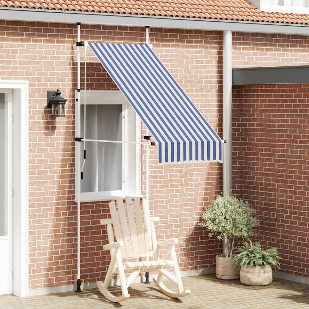 vidaXL Retractable Awning Manual 100 cm Blue/White Striped