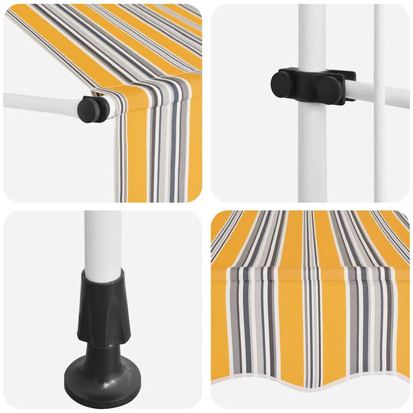 vidaXL Retractable Awning Manual 100 cm Yellow Blue Striped