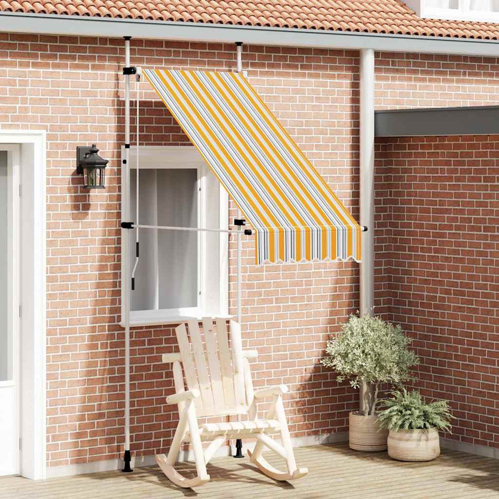 vidaXL Retractable Awning Manual 100 cm Yellow Blue Striped