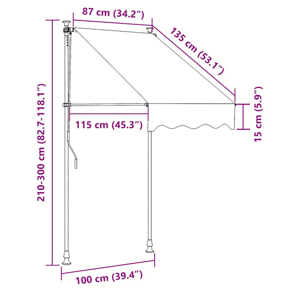 vidaXL Retractable Awning Manual 100 cm Orange/White Striped
