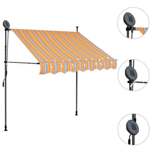 Einziehbare Markise Handbetrieben mit LED 150 cm Gelb und Blau