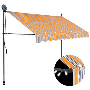 Einziehbare Markise Handbetrieben mit LED 250 cm Gelb und Blau