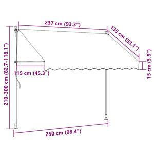 Einziehbare Markise Handbetrieben mit LED 250 cm Gelb und Blau