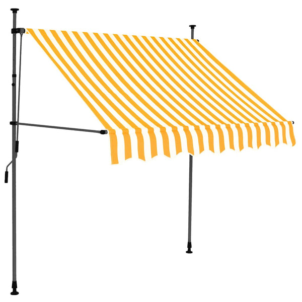 Einziehbare Markise Handbetrieben mit LED 200 cm Weiß Orange