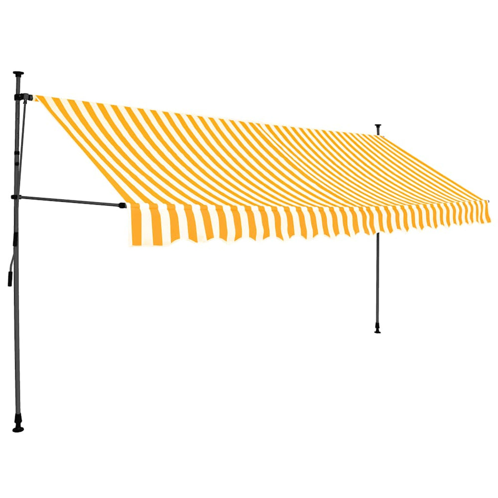 Einziehbare Markise Handbetrieben mit LED 350 cm Weiß Orange