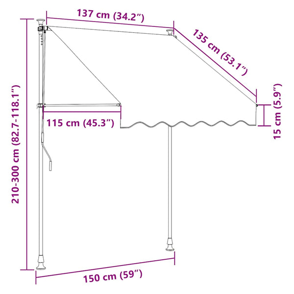 Einziehbare Markise Handbetrieben mit LED 150 cm Anthrazit