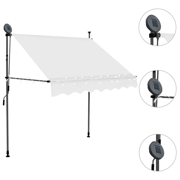 Einziehbare Markise Handbetrieben mit LED 100 cm Creme